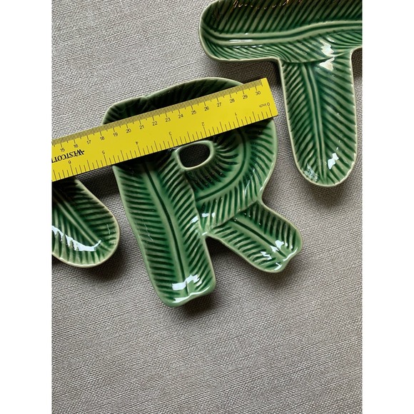 LILLIAN VERNON Leaf Palm Party Decor Hors D’oeuvres Plates Ceramic Plates Green - Picture 6 of 7